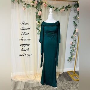 Chic Teal Off-Shoulder Long Sleeve Dress